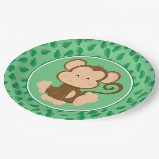 Safari Dieren | Baby aap Papieren Bordje (Gekanteld)