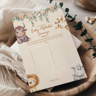 Safari Dieren Baby Alfabet Baby Shower