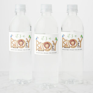 Safari Dieren Baby Borrel 't Is Een Jongen Jungle Waterfles Etiket