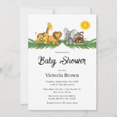 Safari Dieren Baby Borrel Uitnodiging (Voorkant)