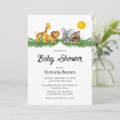 Safari Dieren Baby Borrel Uitnodiging (Staand voorkant)