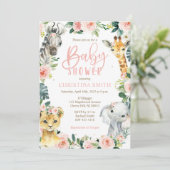 Safari Dieren Baby Douche Uitnodigingen voor een M (Staand voorkant)