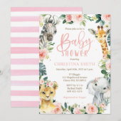 Safari Dieren Baby Douche Uitnodigingen voor een M (Voorkant / Achterkant)