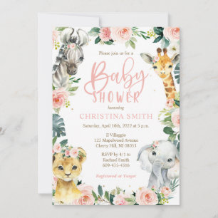 Safari Dieren Baby Douche Uitnodigingen voor een M