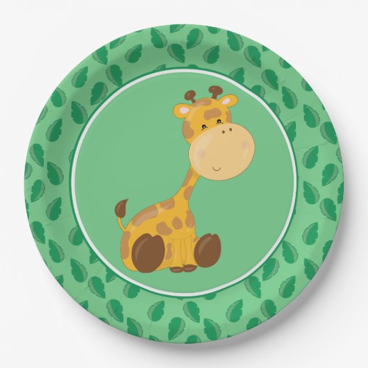 Safari Dieren | Baby Giraffe Papieren Bordje (Voorkant)