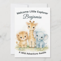 Safari Dieren Baby Jongen Avontuur Borrel     