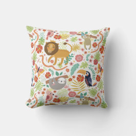 Safari Dieren Baby Kussen, Helder Kleurrijke Jungl Kussen