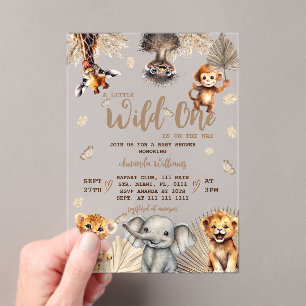 Safari Dieren Baby Shower Acryl Uitnodigingen