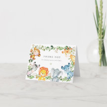 Safari Dieren Baby Shower Bedankkaart
