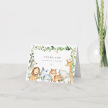 Safari Dieren Baby Shower Bedankkaart
