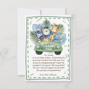 Safari Dieren Baby Shower Bedankkaart