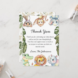 Safari Dieren Baby Shower Bedankkaart