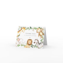 Safari Dieren Baby Shower Bedankkaart