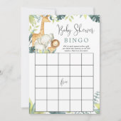 Safari dieren baby shower bingo spel kaart (Voorkant)