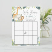 Safari dieren baby shower bingo spel kaart (Staand voorkant)