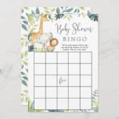 Safari dieren baby shower bingo spel kaart (Voorkant / Achterkant)