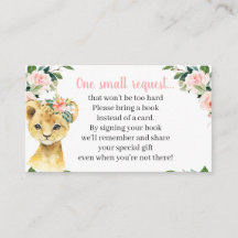Safari Dieren Baby Shower Boek Verzoekkaart Meisje