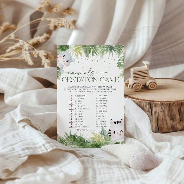 Safari Dieren Baby Shower Dieren Draagtijd Spel (Creator heeft geüpload)