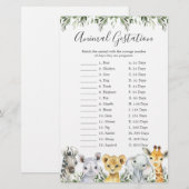 Safari Dieren Baby shower Dierenspel (Voorkant / Achterkant)