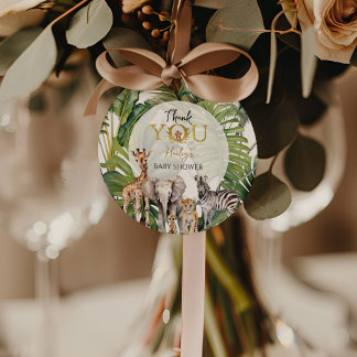 Safari Dieren Baby Shower Favor Tags Groen Goud Bedankjes Labels