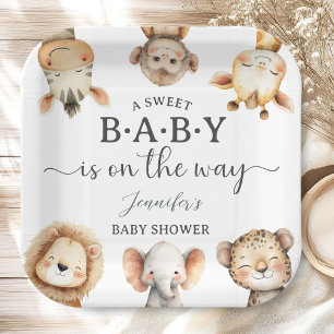 Safari Dieren Baby Shower Geslacht Neutraal Jungle Papieren Bordje