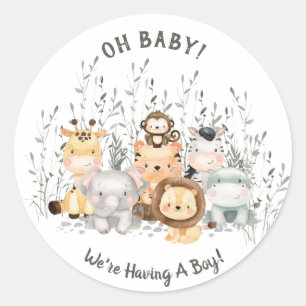 Safari Dieren Baby shower Geslacht Ronde Sticker