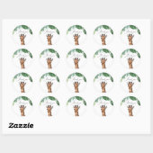 Safari Dieren Baby shower Giraffe Ronde Sticker (Vel)