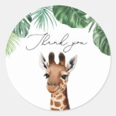 Safari Dieren Baby shower Giraffe Ronde Sticker (Voorkant)