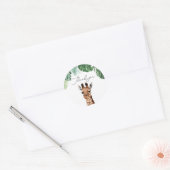 Safari Dieren Baby shower Giraffe Ronde Sticker (Envelop)