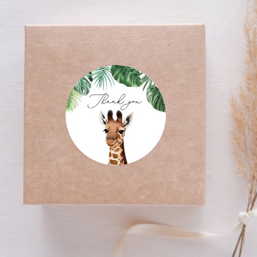Safari Dieren Baby shower Giraffe Ronde Sticker