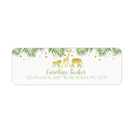 Safari Dieren Baby shower Gold adreslabel Etiket