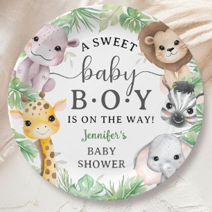 Safari Dieren Baby Shower Jongen Cute Jungle Papieren Bordje