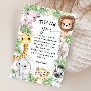 Safari Dieren Baby Shower Jongen Tropisch Bedankt