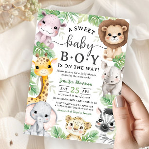 Safari Dieren Baby Shower Jongen Tropische Jungle  Kaart