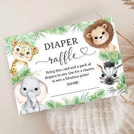 Safari Dieren Baby Shower Jungle Luier Raffle Informatiekaartje