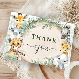 Safari Dieren Baby Shower Jungle Vouw Thank You Bedankkaart