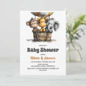 Safari Dieren Baby Shower Kaart (Staand voorkant)