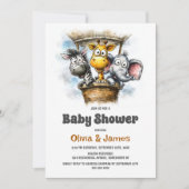 Safari Dieren Baby Shower Kaart (Voorkant)