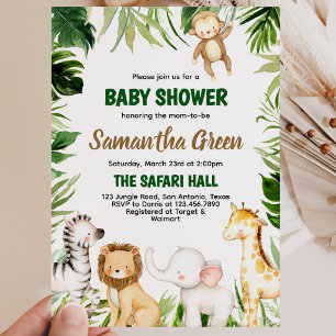 Safari Dieren Baby Shower Kaart
