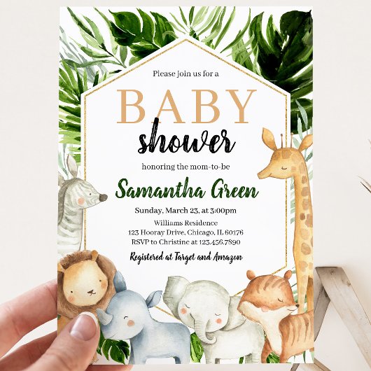 Safari Dieren Baby Shower Kaart