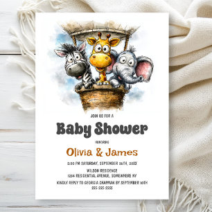 Safari Dieren Baby Shower Kaart