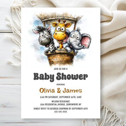 Safari Dieren Baby Shower Kaart