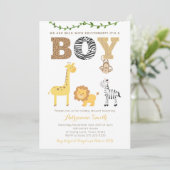 Safari-dieren Baby shower-Kaarten, dierdruk Kaart (Staand voorkant)