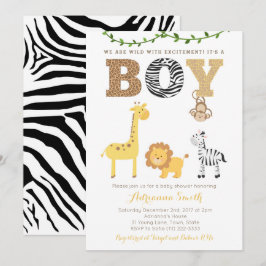 Safari-dieren Baby shower-Kaarten, dierdruk Kaart