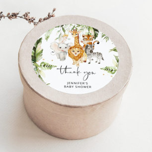 Safari-dieren baby shower klassieke ronde sticker