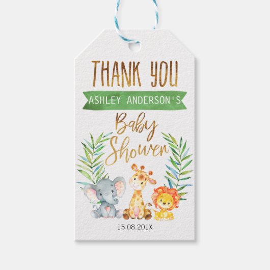 Safari Dieren Baby shower Labels Cadeaulabel (Voorkant)