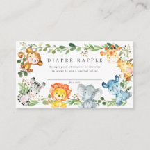 Safari Dieren Baby Shower Luier Raffle Ticket