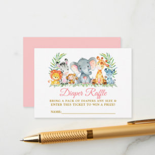 Safari Dieren Baby Shower Luier Raffle Ticket Pk Informatiekaartje