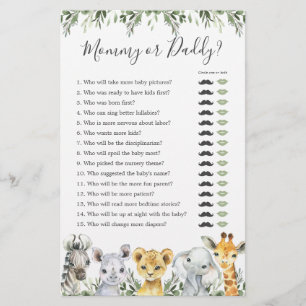 Safari Dieren Baby shower Mama of Daddy Game