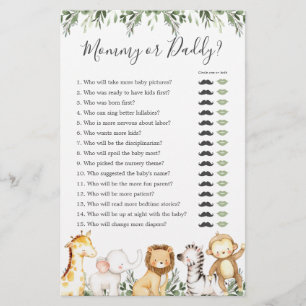 Safari Dieren Baby shower Mama of Daddy Game